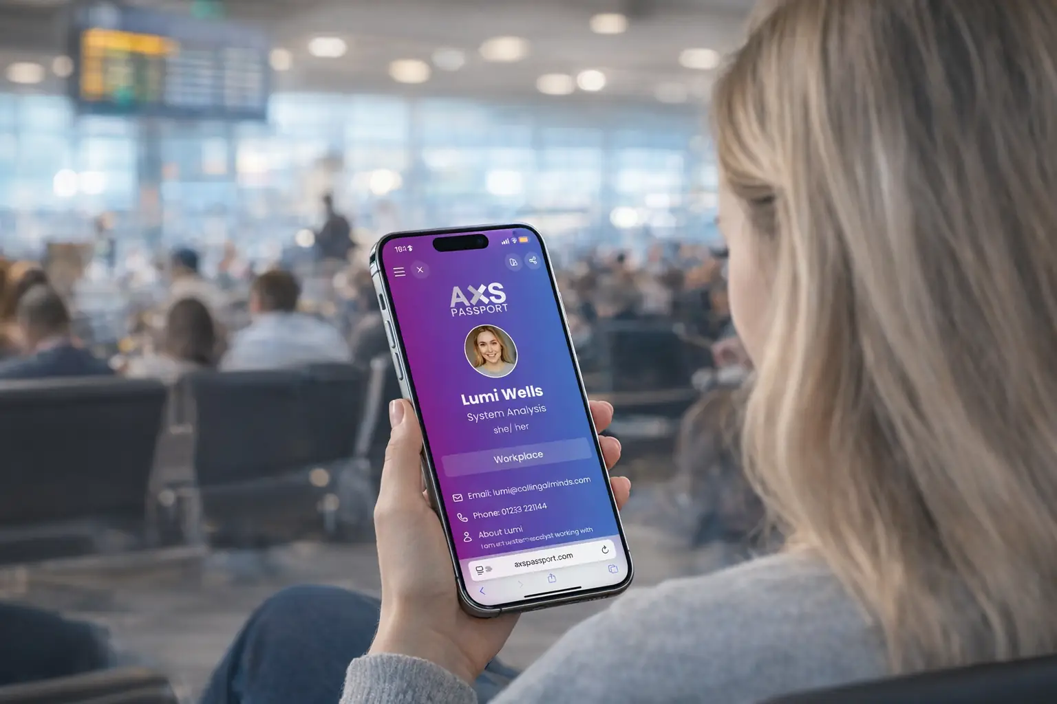 A person using the AXS Inclusion Passport digital profile on their device