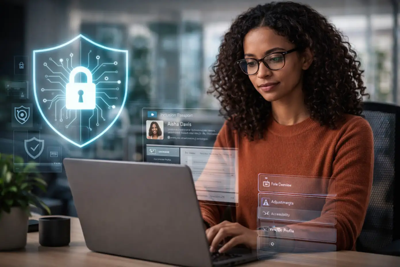 Secure digital interface showing privacy controls and data management settings